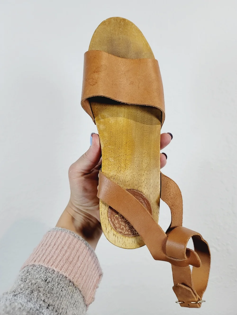 Lulus Willy Cognac Leather Open-Toe Clog Sandals, Size 10